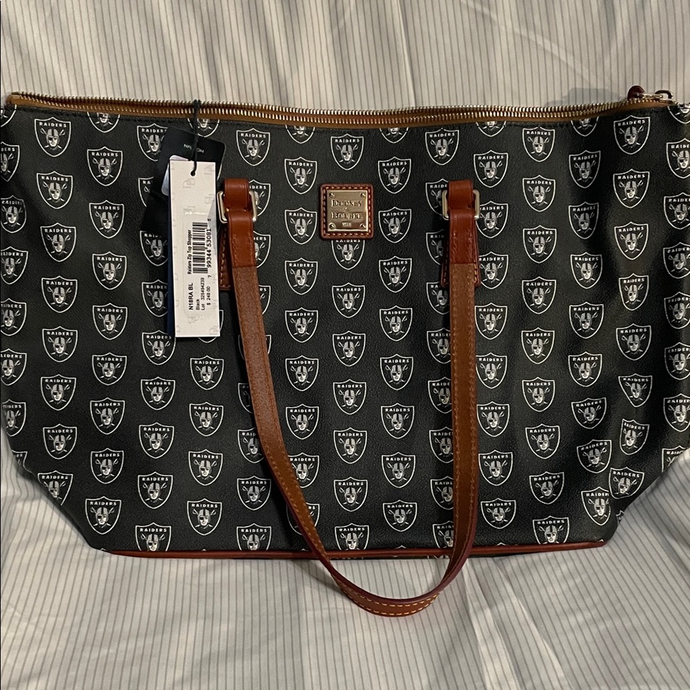 Dooney & Bourke Black and Brown Raiders Tote